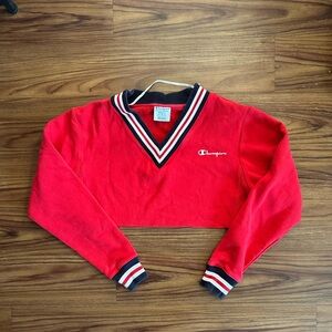 Champion reverse weave Red V-Neck Sweater